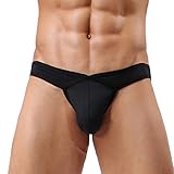 Summer Code Herren Sexy Panty atmungsaktive Strings mit Ausbuchtung aus Mikromesh (Small, 1-Pack Schwarz)