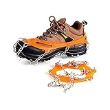 YIDYFA Steigeisen Eisstollen Traktion, Schuhkrallen mit 8 Edelstahl Zähne Spikes Schuhkrallen Grödeln Eisspikes für Klettern Bergsteigen Trekking High Altitude Winter Outdoor (Orange)