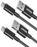 Anker iPhone Ladekabel, Lightning Kabel 1.8m 2 Pack doppelt geflochtenes Premium Nylon Lightning Kabel,[MFi Zertifiziert] für iPhone XS/XS Max/XR/X/8/8 Plus/7/7 Plus/6, iPad und weitere (Schwarz)