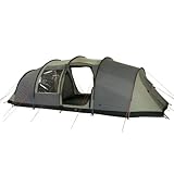 10T Outdoor Equipment 10T1752-4260181760575 Zelt Mento 8 Mann Tunnelzelt wasserdichtes Familienzelt 5000mm Campingzelt Bodenwanne & Stehhöhe, Grau Beige Personen-720x360x230 cm