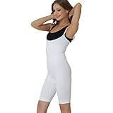 Formeasy Damen Shapewear Formbody mit eigenem BH tragen, Taillenformer mit Bein, stark Formende Unterwäsche mit Bauchweg Effekt - Miederbody Figurformender Body Shaper (S, Weiß)