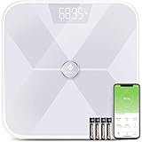 Etekcity Körperfettwaage Bluetooth Ultraschlanke Waage, Premium Smart Personenwaage Digital mit APP für BMI, Gewicht, Muskelmasse, Wasser, Protein, Knochengewicht, iOS/Android, 180 kg / 400 lb / 28 st