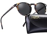 Carfia Runde Polarisierte Sonnenbrille für Damen und Herren, 100% UV Schutz Brille mit Acetat Rahmen