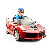 COSTWAY 12V Eletro Kinderauto mit 2,4G Fernbedienung | Musik | LED Lichter | Soundeffekt | AUX-Schnittstelle | 2 Geschwindigkeiten | Vorwärts- und Rückwärtsgang | 2 Türen zum Öffnen