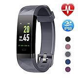 Letsfit Fitness Armband Farbbildschirm mit Pulsmesser, Fitness Tracker IP68 Wasserdicht 0,96 Zoll Aktivitätstracker Schrittzähler Pulsuhren Smart Watch für Herren Damen MEHRWEG GY