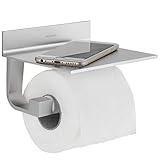 Wangel Toilettenpapierhalter ohne Bohren, Patentierter Kleber + Selbstklebender Kleber, Aluminium, Matte Finish