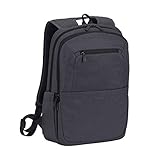 Rivacase Rucksack – wasserfester Rucksack mit Laptopfach (15,6 Zoll) und Tablet-Tasche (10,1 Zoll) – Dank Trolley-Gurt perfekt als Reiserucksack – Laptop Rucksack aus Polyeste (Schwarz)