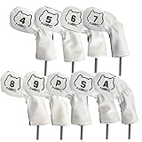 LIANYG Golf SchläGerkopfhüLlen Golf-Eisen Headcovers 9pcs Ball Golfschläger Eisen-Kopf-Abdeckung mit Reißverschluss Putter Bezug (Color : Iron Cover White)