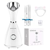 Gesichtsdampfer Gesichtssauna - LONOVE Nano Ionic Gesichtsdampfer Warmer Nebel Gesichtsdampfer Gesicht Heim-Sauna SPA Gesichts-Befeuchter Sprühgerät Frauen Männer Feuchtigkeitsspendend