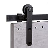 CCJH 6.6FT-200cm Stahl Schiebe Holz Scheunentor Hardware Schiene Rolle Kit fur Einzelne Holztur