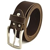 Fa.Volmer ® Gürtel Herren Ledergürtel aus Büffelleder für Männer Jeans Anzug Echtleder Braun 38mm breit kürzbar #GBr40Narb (Bundweite 100cm = Gesamtlänge 115cm)