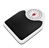 Salter Mechanische Personenwaage bis 150 Kg - Personenwaage analog mit großem Display & Skala im Doktor Stil, Analoge Badezimmerwaage inkl. Rutschfester + Großer Fläche (Weiß/Schwarz)
