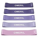 OMERIL Widerstandsbänder [5er Set] Fitnessband Theraband mit Übungsanleitung auf Deutsch & Tragebeutel Resistance Bands Gymnastikband aus Naturlatex für Muskelaufbau Pilates Yoga usw