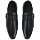 Vislone Herren PU-Leder Business-Schuhe Monkschuhe Schnallenschuhe Schwarz Größe 40 PU-Leder