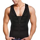 Gotoly Herren Shpewear Kompressionsshirt mit Bauchweggürtel, schlank, formend, schlank, schlank, flach, Sport, Fitness, Schwarz XXXXL