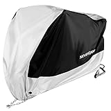 NEVERLAND Motorradplane Neverland Motorrad Abdeckplane Atmungsaktiv Motorrad Garage Schutzhülle Schutz Cover StaublichtSchwarz/Silber XXXL 295x110x140cm