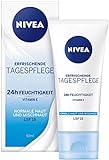 NIVEA Tagespflege 24h Feuchtigkeit + Frische Feuchtigkeitscreme mit LSF 15, Tagescreme für normale & Mischhaut (1 x 50 ml)