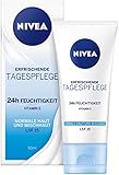 NIVEA Tagespflege 24h Feuchtigkeit + Frische Feuchtigkeitscreme mit LSF 15, Tagescreme für normale & Mischhaut (1 x 50 ml)