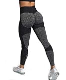ShinyStar Damen Sport Leggings Lange Blickdicht Yoga Leggings Kompressions Figurformende Sporthose Fitnesshose mit Hohe Taille Schwarz XL