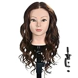 20 '-22' Trainingskopf Echthaar Kosmetologie Friseur Schaufensterpuppe Puppenkopf (Tischklemmenhalter inklusive)