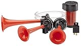 HELLA 3PD 003 001-671 Fanfare - 12V - 118dB(A) - Frequenzbereich: 780/820/880Hz - Fanfare Dreiklang - elektrisch-pneumatisch