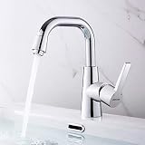 Waschtischarmatur Hoch 360° Schwenkbar Wasserhahn Bad, BONADE Waschbecken Armatur Verchromt Einhandmischer Messing Badarmatur Küchenarmatur Waschtisch Mischbatterie für Bad oder Küche