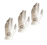 FINGER TEN Golfhandschuh Herren Linke Hand 3 Schwarz Weiß Mikrofaser Allwetter Regentag Passen Rechtshänder Golfer Golf Handschuh Links Griff Weicher Komfort Haltbarkeit White-3 M/L