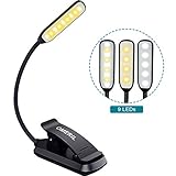 Leselampe Buch Klemme OMERIL Leselampe LED mit 9 LEDs, 3 Modus, Helligkeit Stufenlos Einstellbar, USB Wiederaufladbare Buchlampe LED Klemmleuchte Flexibel für Nachtlesen, Büro, Buch, Bett