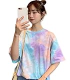 Batik-T-Shirt, Harajuku, lustig, Sommer, Poleras, Mujer de Moda 2020, Hip-Hop-T-Shirts Gr. XXL, violett