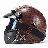 Helme Vintage Pu Lederhelme 3/4 Motorrad Chopper Fahrradhelm Jethelm Vintage Motorradhelme mit Visieren