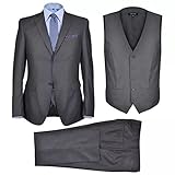 Tidyard 3-teilige Business Anzug für Herren 3-teilig Grau Gr. 54,Anzug Mit Jacke, eine Weste und eine Hose Slim fit Passform,Grau