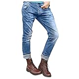 Jeans Pantalon Damen Jeans Mit Mittlerer Taille Streetwear Skim Fit Jeanshose Pocket Stretch Button Jeans Mit Glockenboden Jeans Plus Size S Blau