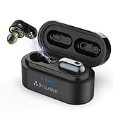 Bluetooth Kopfhörer in Ear,Syllable Kabellose Kopfhörer,QCC3020 Chip,mit Soliden Bass Sound,intelligente Rauschunterdrückung,IPX7 Wasserdichtigkeit,USB Ladebox,Bluetooth 5.0 - Black Earbuds