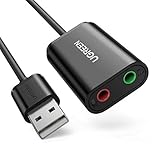 UGREEN Externe USB Soundkarte für Computer, PS5, PS4, USB Audio Stereo Adapter External Sound Card (Schwarz)