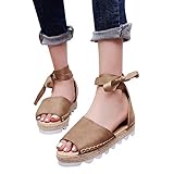 Carrymee Damen Sandaletten Sommer Atmungsaktive Dicker Boden Gras Gewebter Fisch Mund Knöchelriemen Hanf Seil Riemchensandalen Frauen Sommerschuhe Freizeitschuhe Elegante Sandalen Flache Schuhe