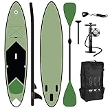 ToCi Standup Paddeling Board XL Grün | 320 x 76 x 15 cm aufblasbares Surfbrett | mit Trage Rucksack und Teleskop Alu Doppel-Paddel | inklusive 2 Wege Pumpe
