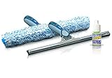 Putzen wie die Profis Fenster-Abzieher & Fensterwischer von LEWI im Profi-Set | Wischbreite 35cm | Mikrofaser-Bezug & Abzieher zur Fensterreinigung von mittelgroßen Fenstern | + Gratisprobe GlasRein