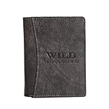 Wild Things Only Herren Geldbörse Portemonnaie Geldbeutel, Rindleder (Grau) - präsentiert von ZMOKA®