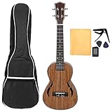 23-Zoll-Walnusskonzert Klassisches Ukulelen, Hricane Konzert Ukulele mit Ukulele Capo und Tasche für Anfänger oder Musikliebhaber jeden Alters