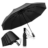 Adoric Schirm Golfschirm automatischer Regenschirm Umbrella Sturmfest Taschenschirm Schützt vor Regen, Wind und Sonne,Unisex für Damen und Herren,schwarz,33 * 6 * 6 cm.