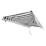 wolketon Gelenkarmmarkise Easy Balkonmarkise Sonnenschutz Terrasse, Kurbelbedienung, für Balkon und Veranda 2,5 x 2 m, Weiß Grau, Anti-UV und wasserfest