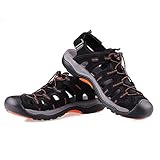 GRITION Herren Sport Sandalen Outdoor Wandersandalen Verstellbaren Geschlossene Zehe Trekkingsandalen Sommer Strand (45 EU, Schwarz)