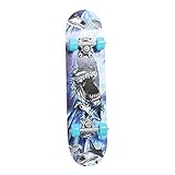 Skateboard Komplettboard 60x15cm Skate Board, 9-lagiges Ahornholz Komplett Board Funboard für Anfänger und Kinder, Mädchen und Junge, Skate Belastung 165 Pfund (Blau)