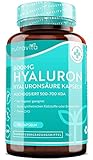 Hyaluronsäure Kapseln – Hochdosiert mit 600mg - 500-700 kDa – 90 vegane Hyaluron Kapseln – Laborgetestet in Deutschland – Hergestellt von Nutravita