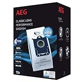 AEG GR201SM s-bag Staubbeutel Classic Long Performance MegaPack (12 Synthetik Staubsaugerbeutel für dauerhaft hohe Saugleistung, optimale Filtration, Hygieneverschluss, 60% mehr Saugkraft, weiß)