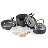 Terra Hiker Camping Geschirr Set, Outdoor Kochgeschirr Töpfen, Leicht Aluminium Edelstahl Campinggeschirr, Faltbare Campingtöpfe für Outdoor Wandern Picknick (Klein für 1-2 Personen)