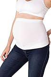 MAMARELLA Bauchband für die Schwangerschaft stützend weiß, Nahtlose Bauchstütze für Schwangere aus elastischem & atmungsaktivem Material, stützt den Bauch & entlastet den Rücken (L/XL)