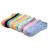 Demarkt 10 Paar Unsichtbare Sneaker Socken Damen Sneaker Socken Mädchen Füßlinge Baumwolle mit Punkte Muster Zufällige Farbe