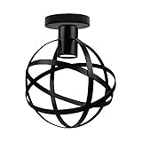 ZZM Moderne Deckenleuchte, Schmiedeeisen Globe Cage E27 Lampe Metall Industrial Schatten Licht Zubehör für Schlafzimmer Bar Loft