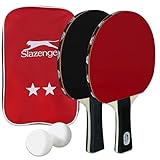 TW24 Slazenger Tischtennisschläger Set mit Tragetasche 2 Schläger 2 Bälle Tischtennis Ping Pong
